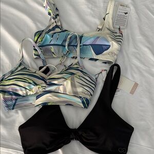 3 - CALIA by Carrie Underwood Blue and Black Bikini Tops
